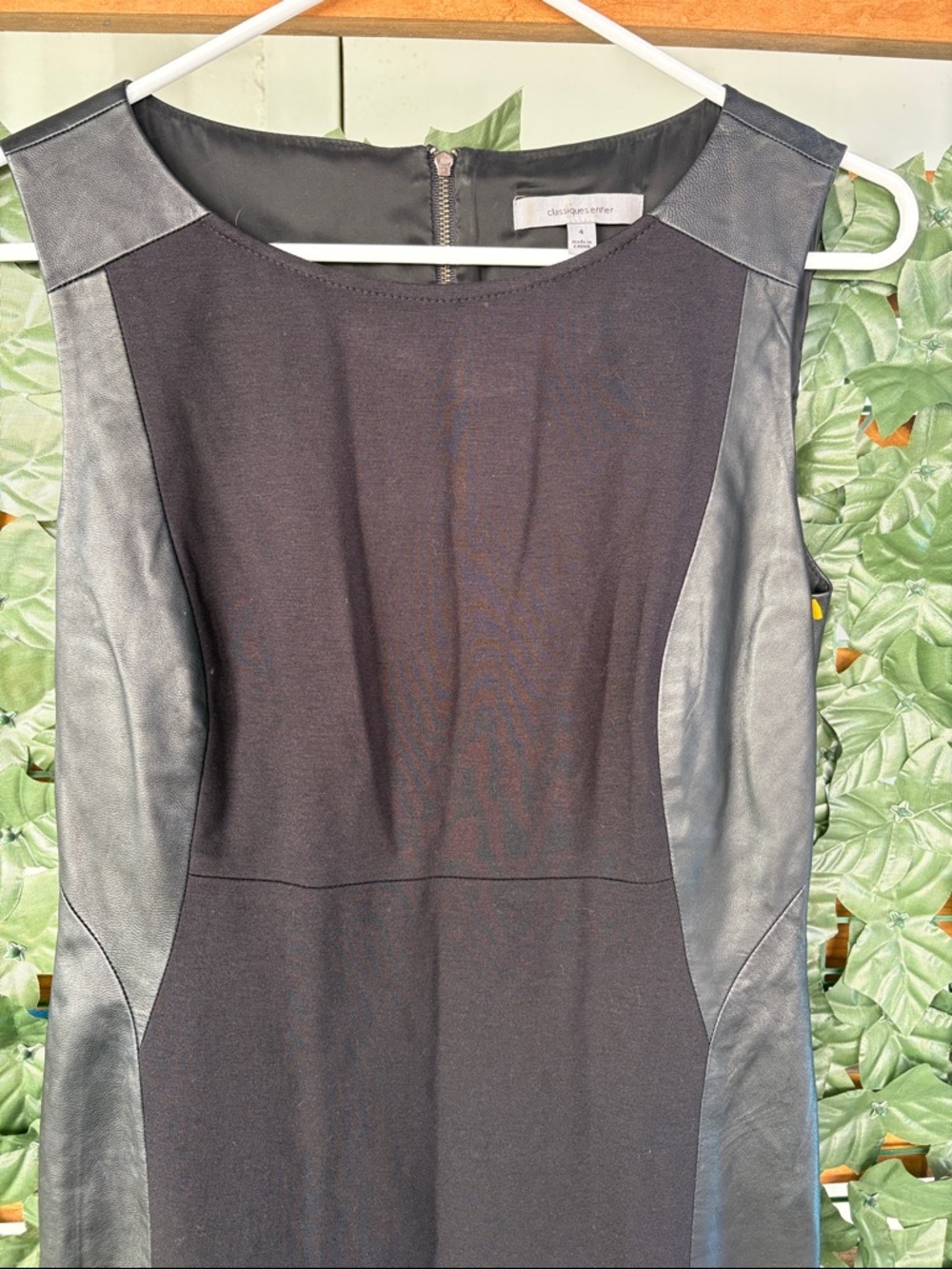 Classiques Entier Black and Dark Gray Faux-Leather Panel Midi Dress - Picture 3 of 10